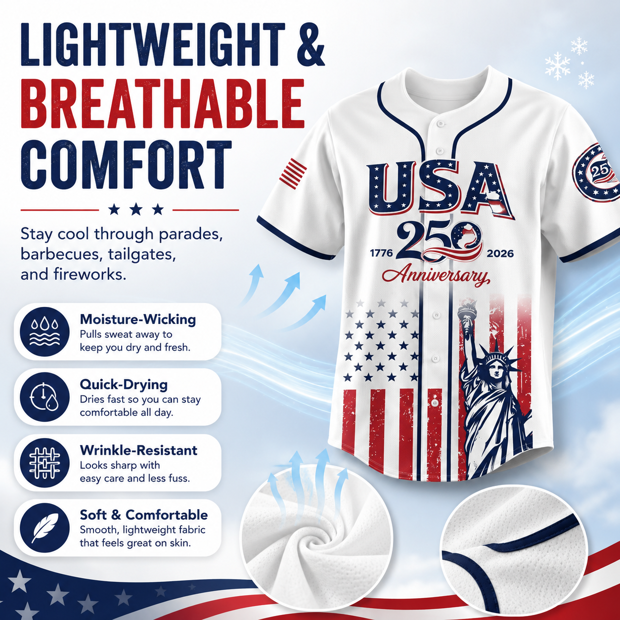 USA 250th Anniversary Baseball Jersey For Men & Women — Wear American Pride In Style