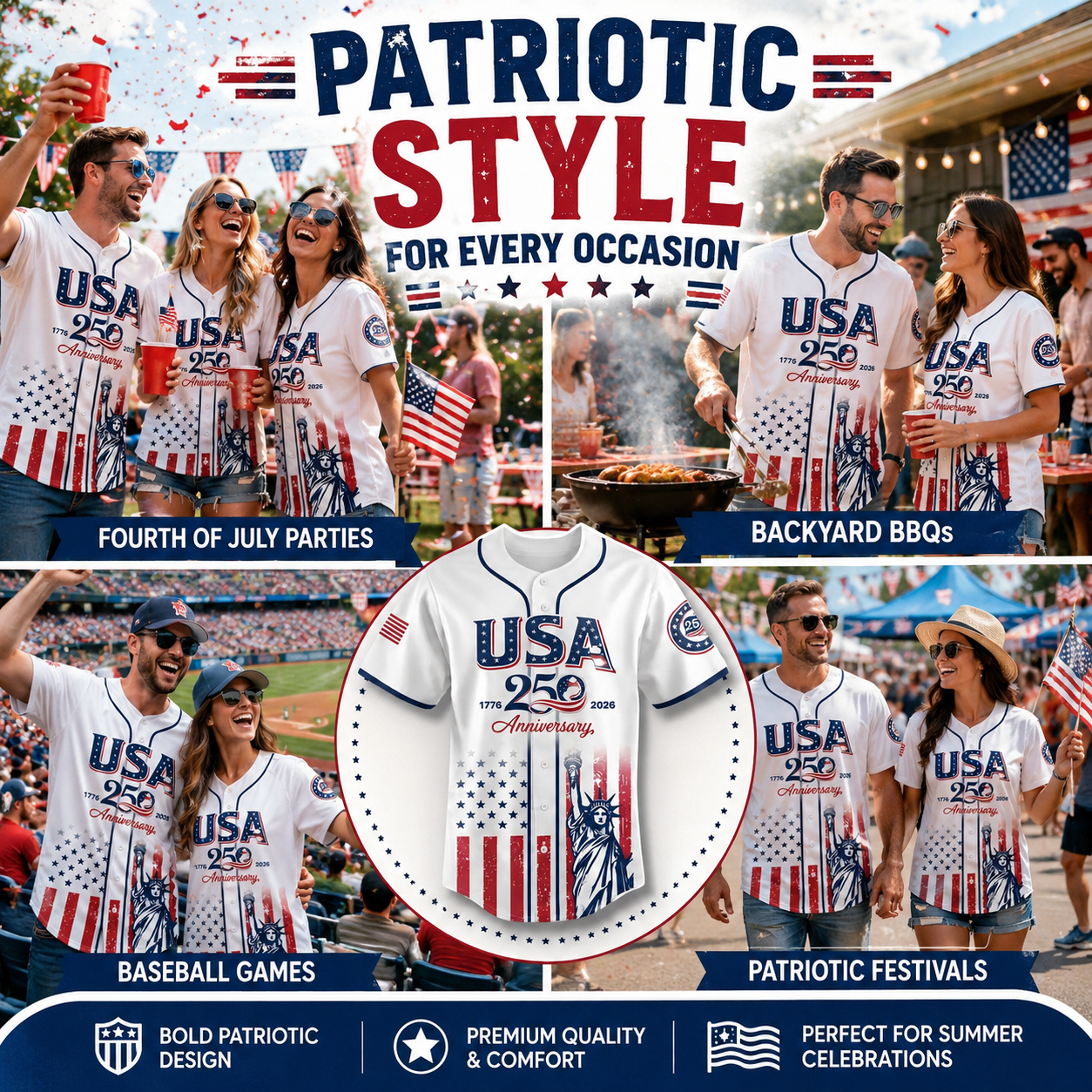 USA 250th Anniversary Baseball Jersey For Men & Women — Wear American Pride In Style