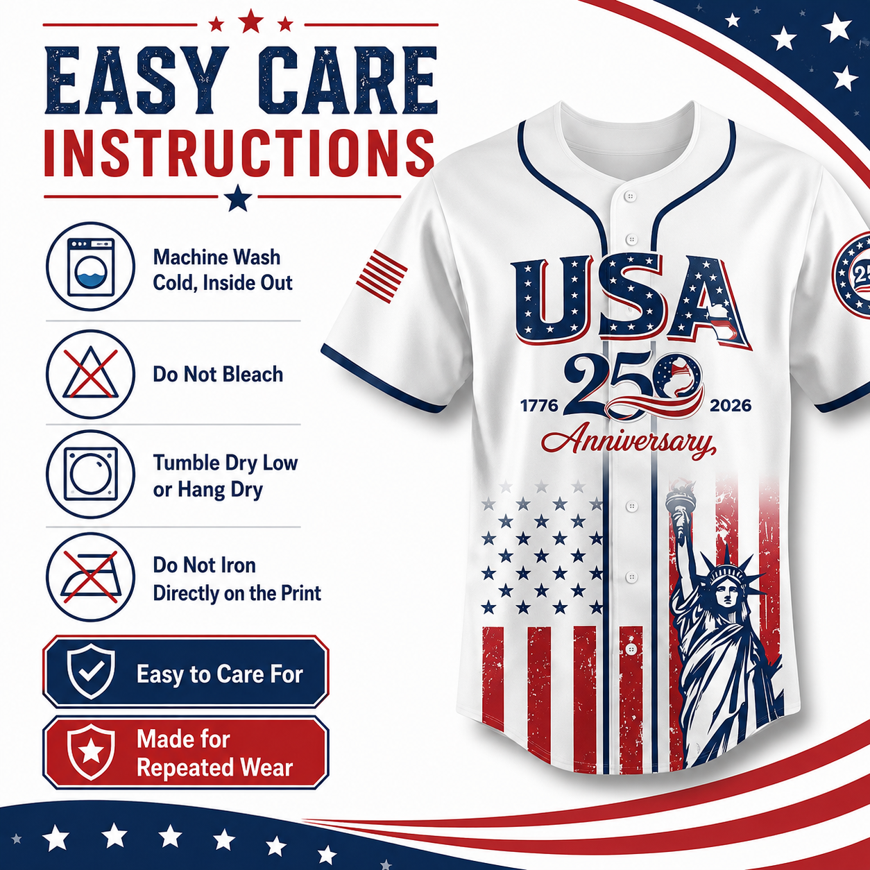 USA 250th Anniversary Baseball Jersey For Men & Women — Wear American Pride In Style